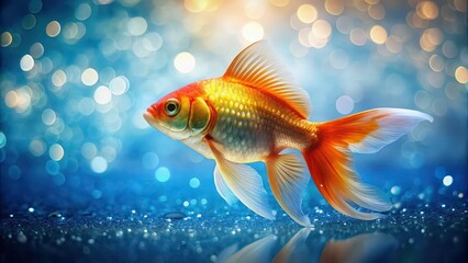 Fototapeta premium Goldfish swimming gracefully in a shimmering aquarium, goldfish, aquarium, underwater, aquatic, fish, swimming, elegant