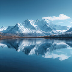 Fototapeta premium Mountain Range Mirrored in a Calm Lake