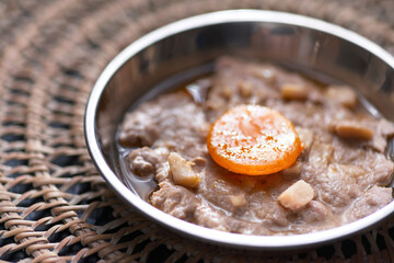 chinese steamed minced pork patty with salted egg comfort food