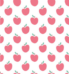 Seamless apples repeat pattern, Colored seamless doodle pattern with red apples