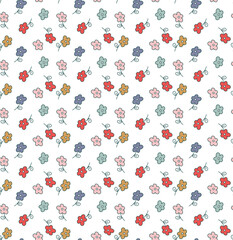 Flowers seamless pattern white background vector design, Floral background flowers design illustration