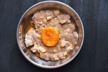 chinese steamed minced pork patty with salted egg comfort food