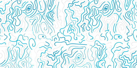 Blue and white line doodle seamless pattern. Trendy design with basic shape. simple child drawings