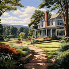 Obraz premium AI Image Generator, Estate Flyers Showcasing Modern Suburban Homes with Luxurious Amenities and