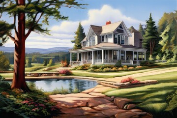 AI Image Generator, Estate Flyers Showcasing Modern Suburban Homes with Luxurious Amenities and