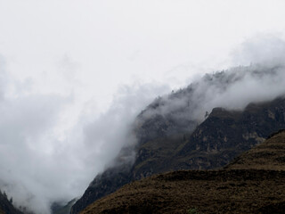 Misty mountains after the rain, near Paro, Bhutan