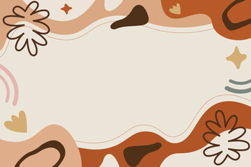 Hand Drawn Botanical Chic Bohemian Shape Vector Element Background Template
