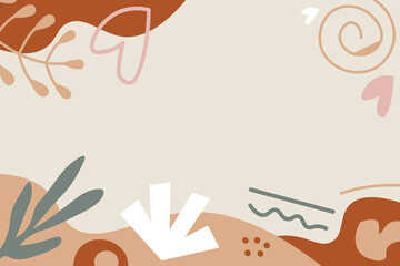 Hand Drawn Botanical Chic Bohemian Shape Vector Element Background Template