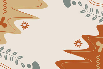 Hand Drawn Botanical Chic Bohemian Shape Vector Element Background Template