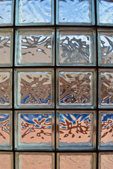 A view of glass bricks in a wall.