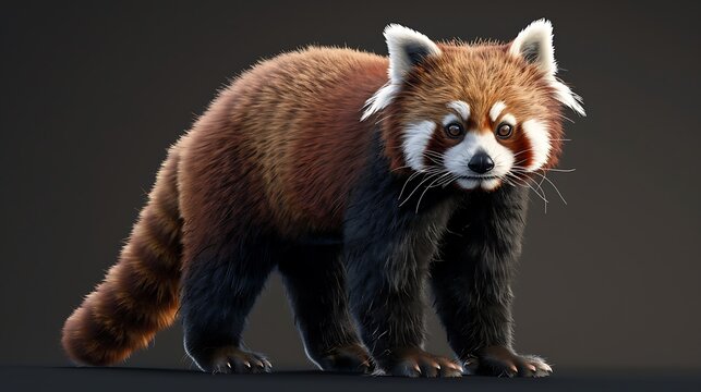 Red panda also called lesser panda red bearcat and red catbear and it is standing very detailed and realistic shape