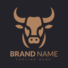 Minimalist bull head logo design vector template