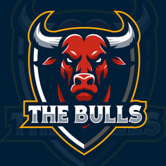 Bull head sport team mascot logo design vector template