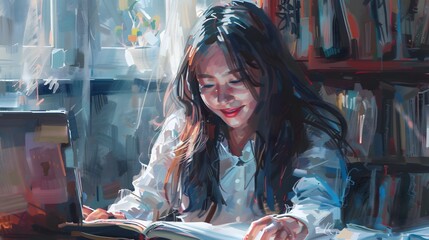 Beauitul young woman working using computer laptop concentrated and smiling. 