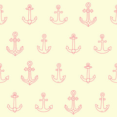 Outline Collection of Anchor Seamless Pattern Vector illustration for Print, Wallpaper, Decoration.
