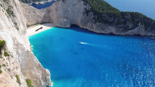 Navagio Shipwreck Beach Drone Raw