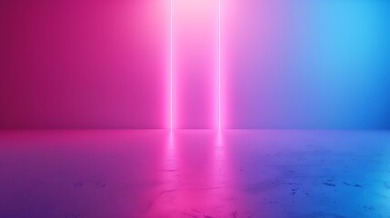 Blue and pink neon light background scene, Studio empty display products. Gradient wallpaper and floor. Generative Ai