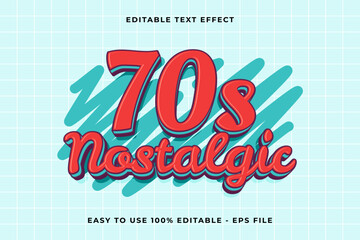 70s nostalgic 3d editable vector text effect. trendy style text effect