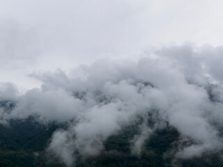 Mountainous, rural Bhutan during the monsoon season
