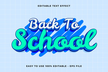 Back to school 3d editable vector text effect. trendy style text effect