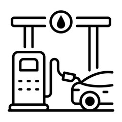 An outline style icon of gas station 