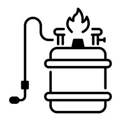 A line icon of burning gas cylinder 