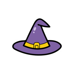 Cartoon witch hat for halloween design. 