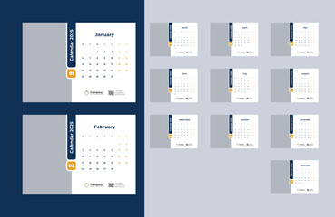 desk calendar 2025 template design, professional calendar 2025 design