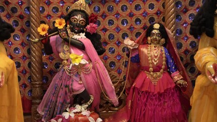 The idol of Hindu deity Lord Krishna has been replaced inside the temple.