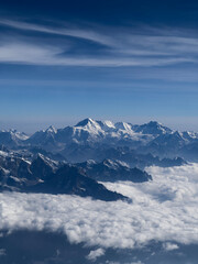 Obraz premium View of the Himalayas from the Paro to Kathmandu flight (the only commercial flight in the world to view Mt Everest).