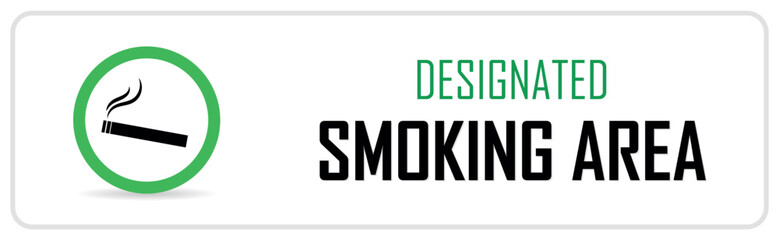 Designated smoking area sign, black and green, smoker logo