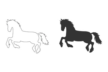 Simple horse black outline vector. Horse running icon.