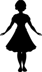 young woman silhouette and body expression black and white vector image fashion beauty on white background transparent mocup.