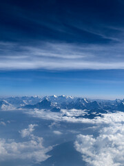 Fototapeta premium View of the Himalayas from the Paro to Kathmandu flight (the only commercial flight in the world to view Mt Everest).