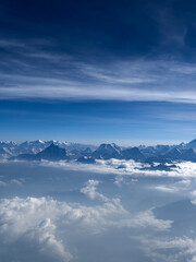 View of the Himalayas from the Paro to Kathmandu flight (the only commercial flight in the world to view Mt Everest).