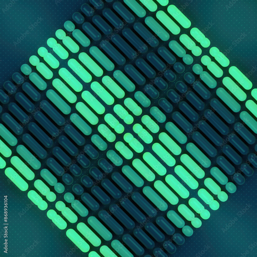 Leinwandbilder Digital illustration of a pattern of multicolored capsules with green tint. 3d rendering