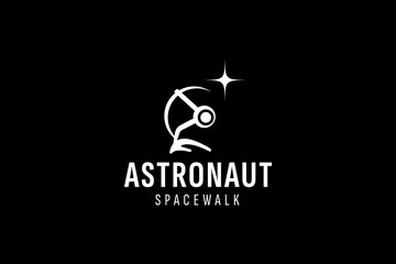 astronaut logo vector icon illustration