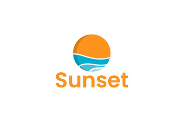 sunset logo vector icon illustration