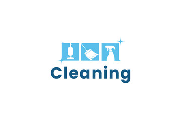 cleaning logo vector icon illustration