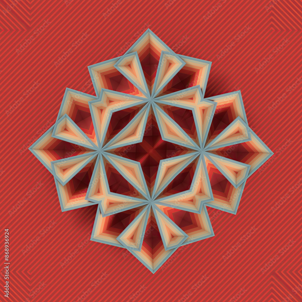 Aufkleber digital illustration of a pattern of stylized star-shaped geometric shapes. 3d rendering