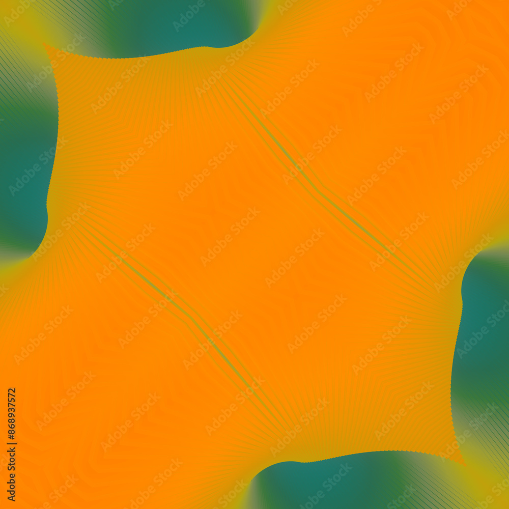 Aufkleber colorful orange and green abstract illustration with a symmetrical striped pattern. 3d rendering