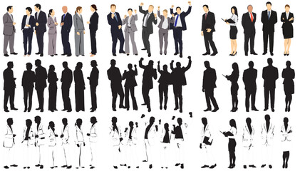 business people set silhouette