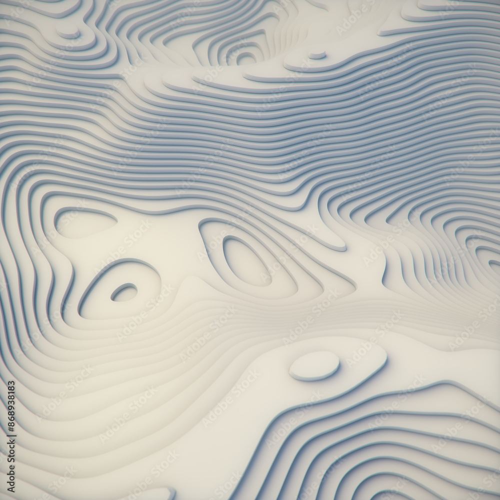 Poster Abstract digital representation of white wavy surface. 3d rendering illustration