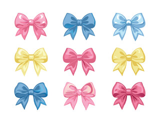 A colorful set of vector decorative unique bows. art design
