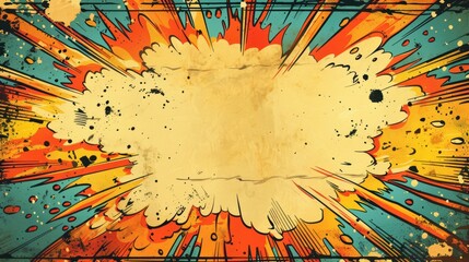 Vintage superhero birthday card with a comic book explosion, large blank area for personalized messages, retro theme