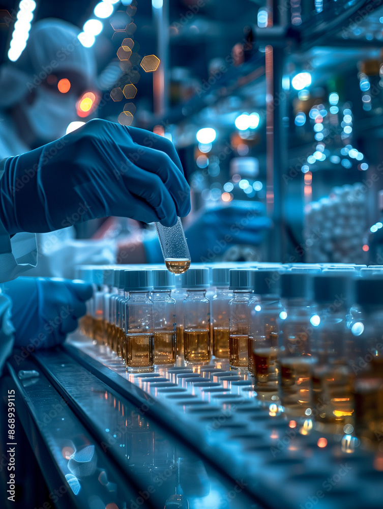 Wall mural Scientist doing experiments in the laboratory, closeup