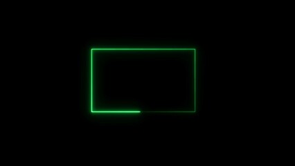 Fototapeta premium Rectangle frame orange color 4k illustration neon light on black background. 