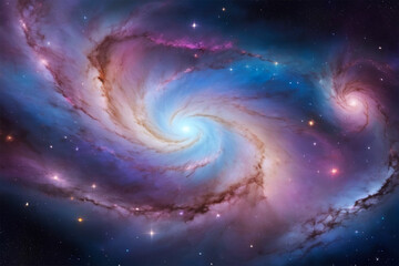 Cosmic New Year Galaxy with Swirling Stars and Nebulae