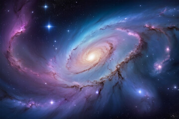 Obraz premium Cosmic New Year Galaxy with Swirling Stars and Nebulae