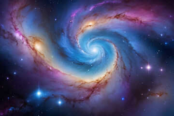 Cosmic New Year Galaxy with Swirling Stars and Nebulae